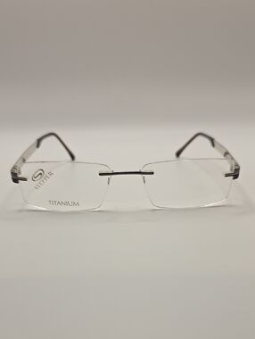 Stepper Non-Prescription Mens Rimless Titanium Eyeglass Frames - Gun Silver